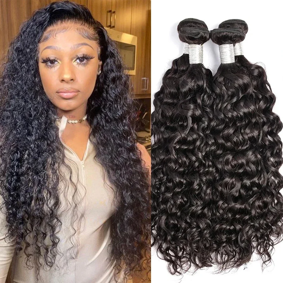 30 38 Inch Water Wave Human Hair Bundles Brazilian Virgin Hair Extensions 1/3/4 Pcs Deals Sale Wet and Wavy Hair Bundles