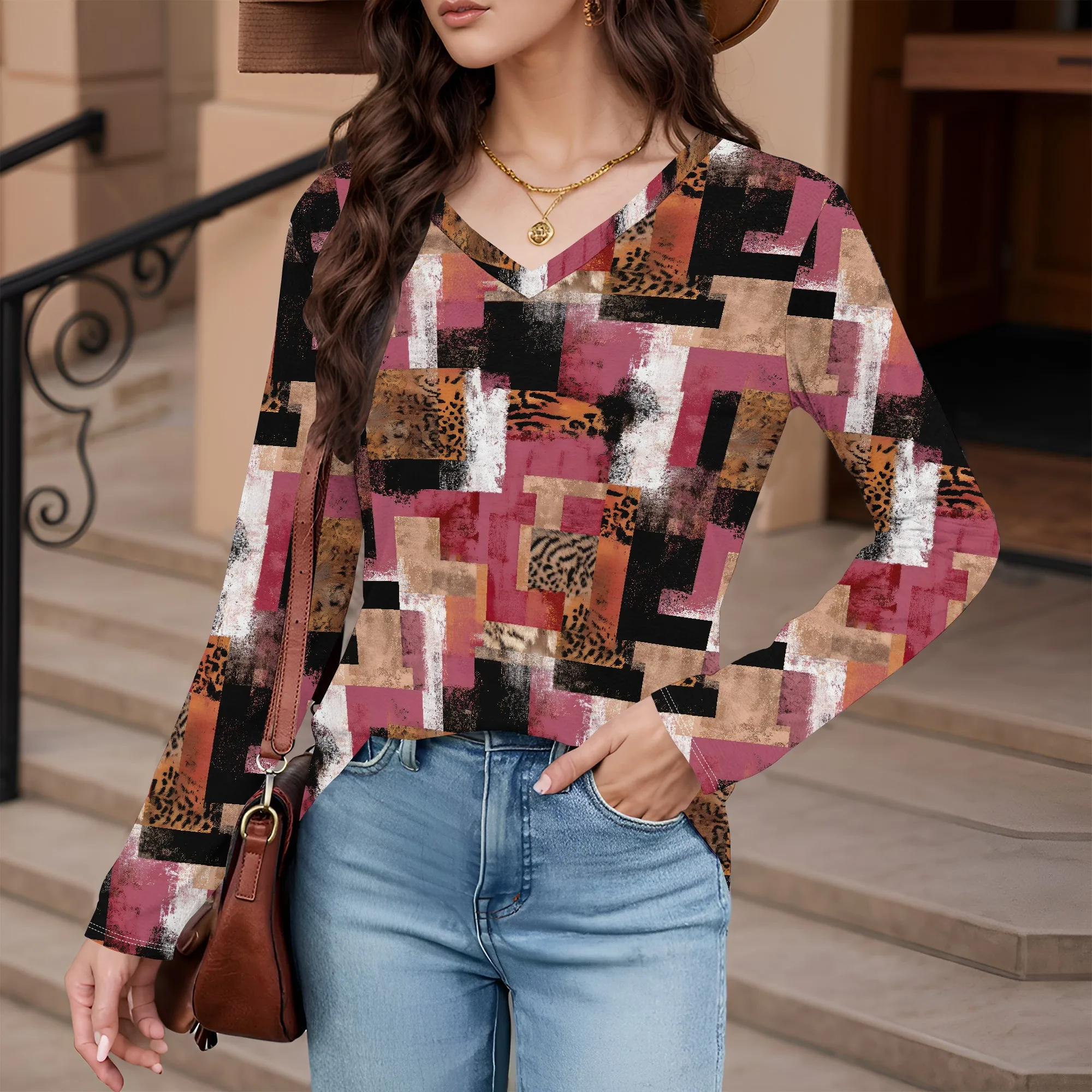 Womens Long Sleeve Tops Fall V-Neck Blouses Dressy Casual Puff Sleeve Textured T-Shirts Eyelet Tunic