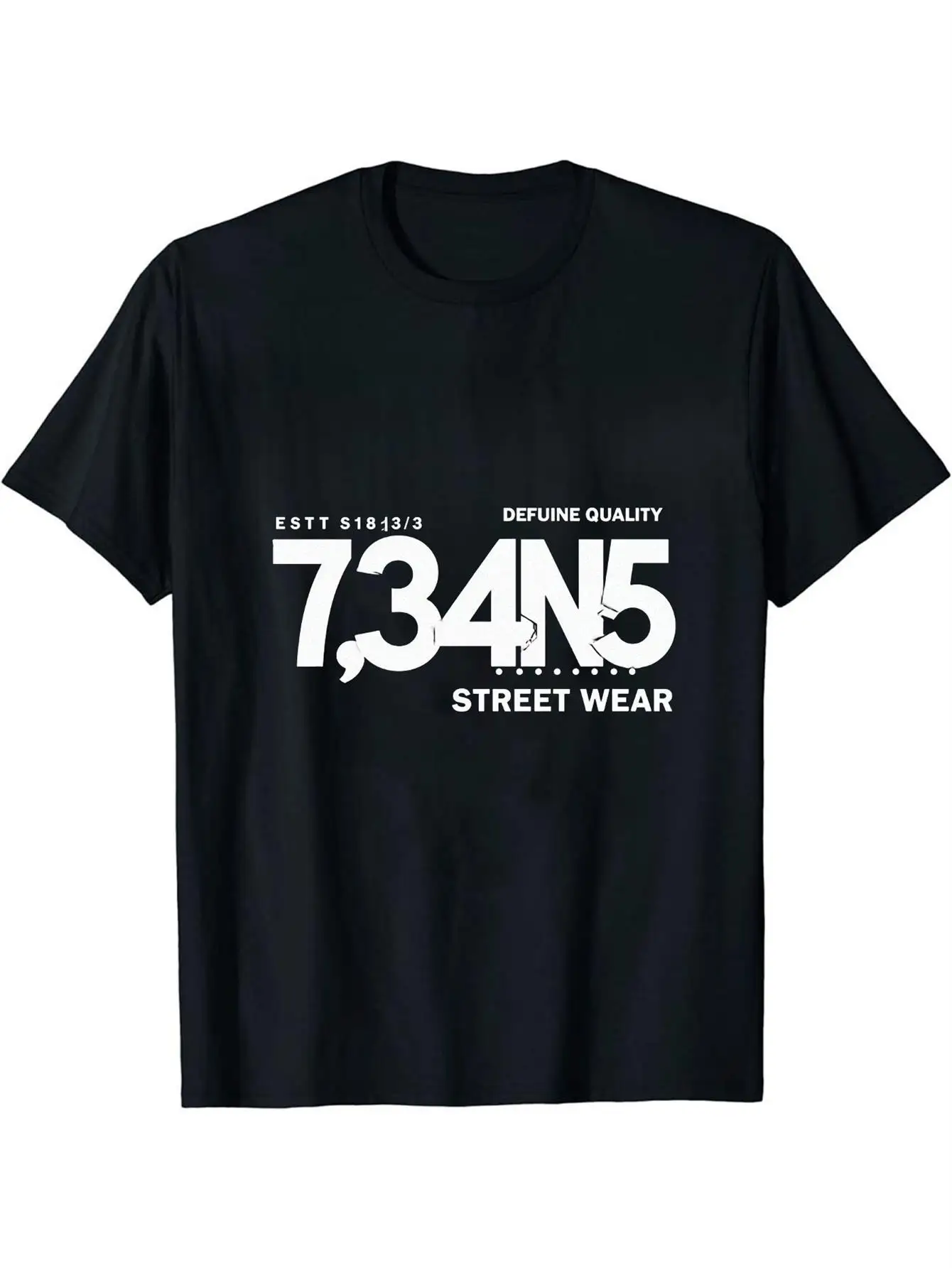 Streetwear Men's Black Graphic T-Shirt Bold 734N5 Number Print Define Quality S1813 3 Street Wear Letter Graphic 100% Cotton Heavyweight Short Sleeve Casual Streetwear Tee