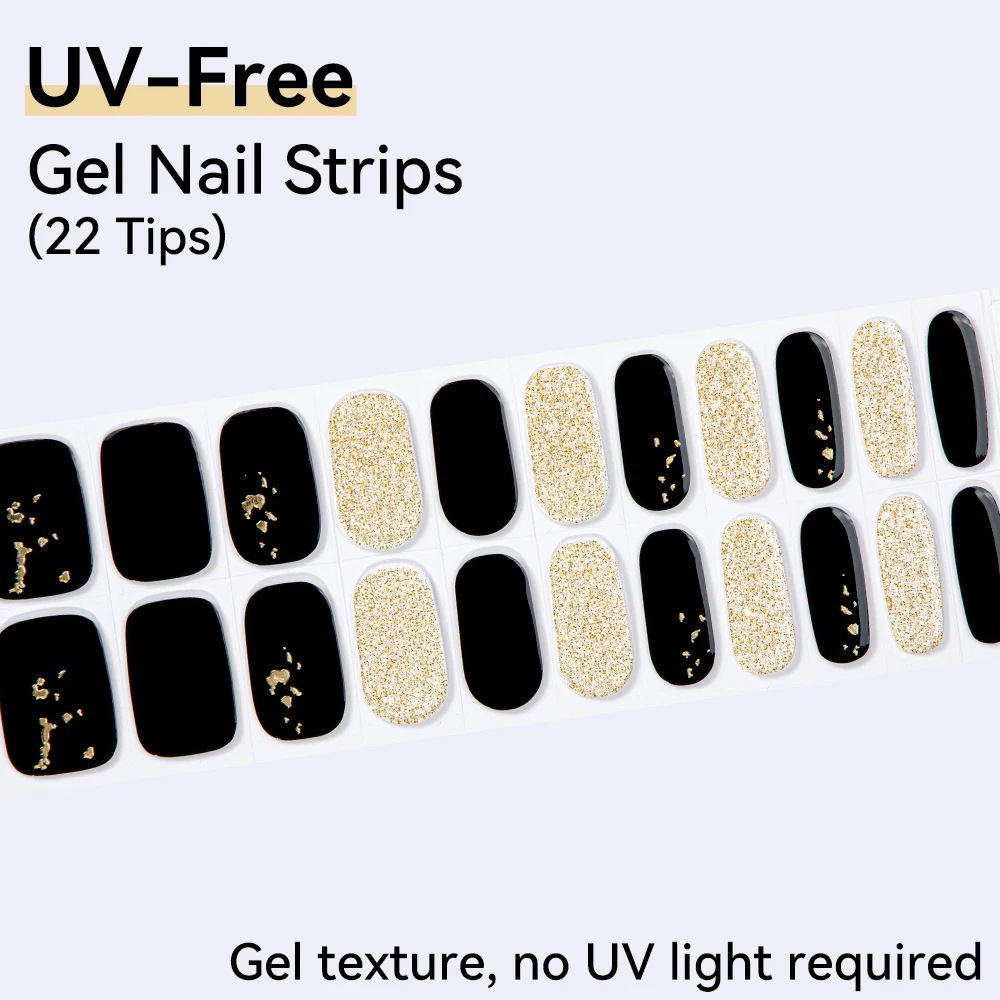 22TiPs UV Free Gel Nail Sticker Colorful Long Lasting Self Adhesive Slider Full Cover Nail Art DIY Manicure Decoration Stickers