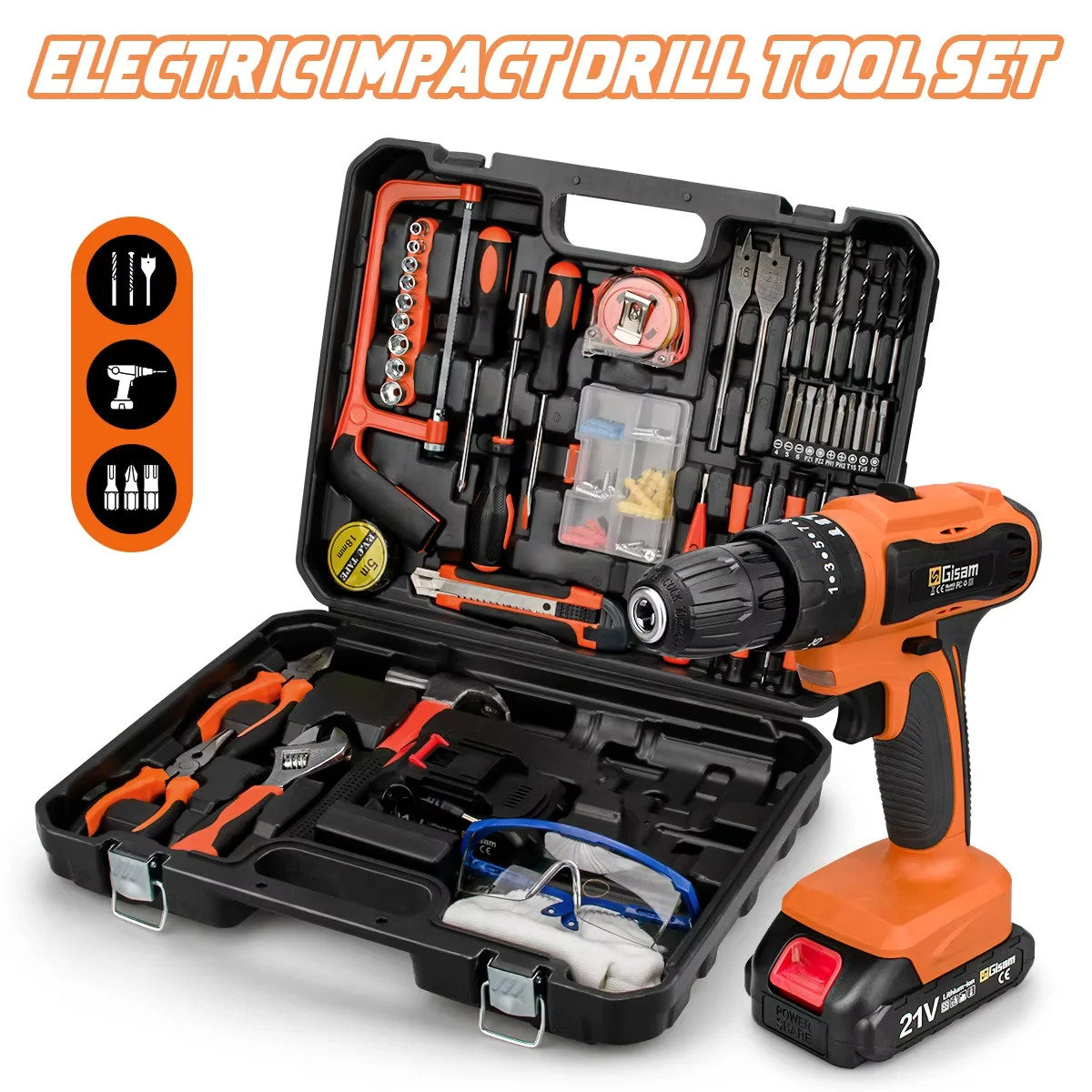 Cordless Drill Electric Screwdriver Drill Set Electric Screwdriver Tools 25+3 Torque Settings 2-Speeds Rechargeable Battery