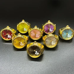 Kiss Jewelry 2024 Creative Gold Plated Quartz Watch Rings Couple Women Friends Vintage Clock Dial Elastic Strap Finger Ring Gift