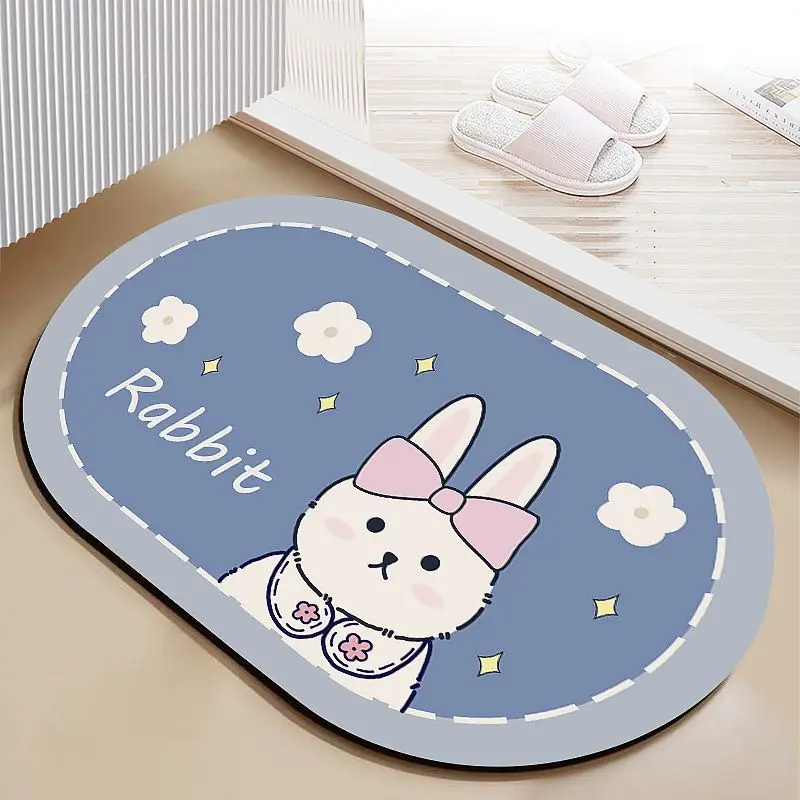 VIKAMA Blue Wave Ocean Nautical Bath Mat Quick Dry Machine Washable Bathroom Non Slip Backing Home Organization Home Decor