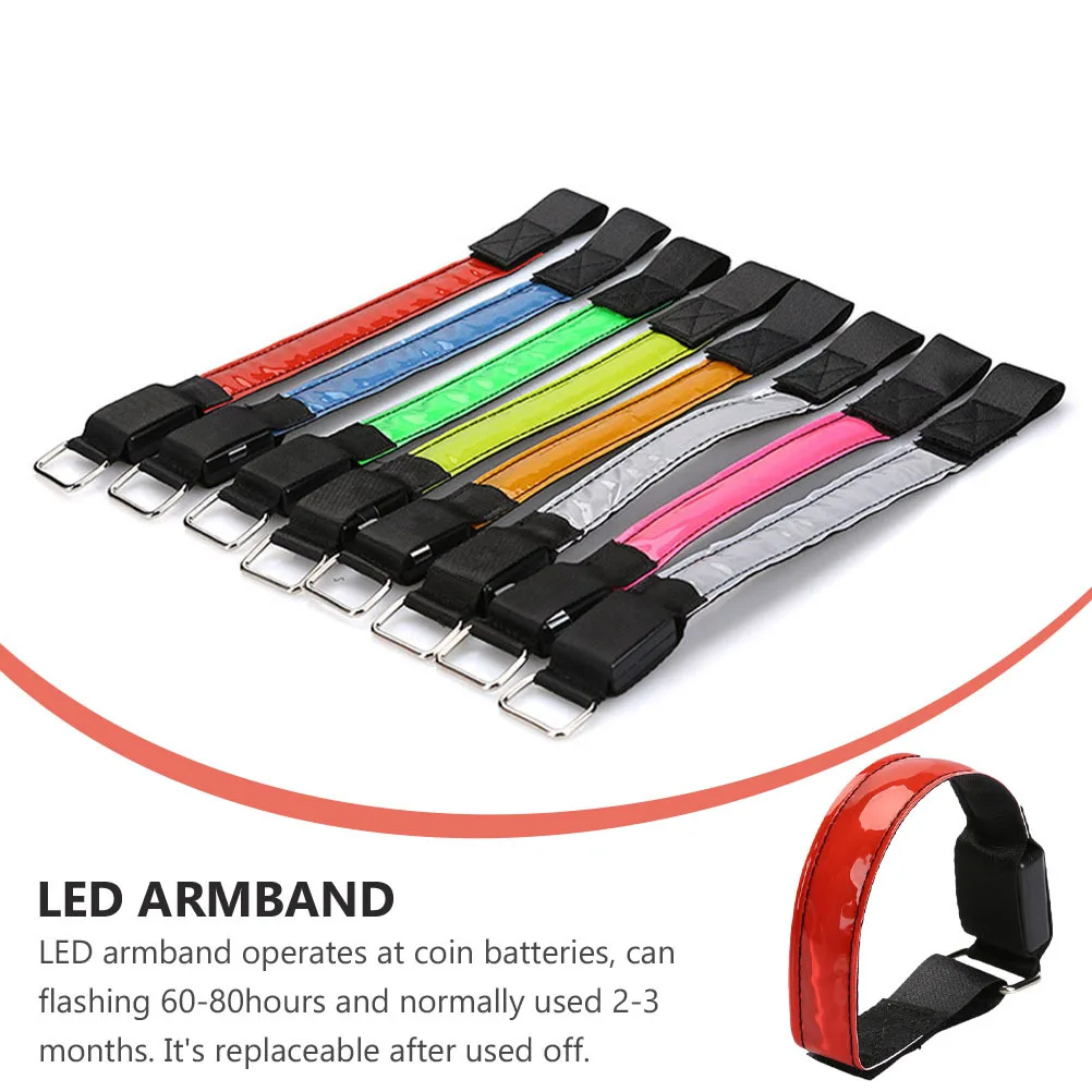 

2Pcs LED Glowing Armband Reflective Safety Belt Light Night Running Cycling Jogging Strap Light Reflective LED Glowing Bracelets