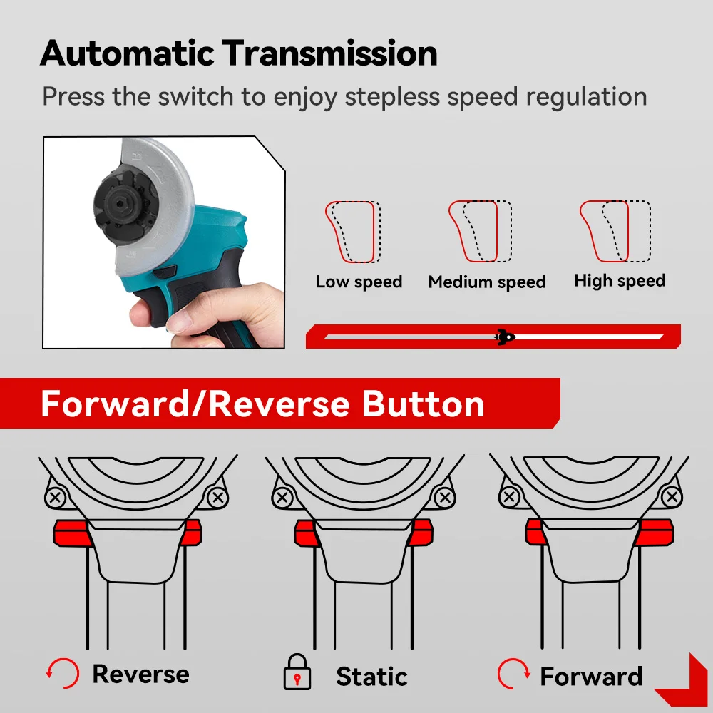 76MM Brushless Electric Angle Grinder 20000 RPM Grinding Polishing Woodworking Power Tool Compare For Makita 18v Battery Pin