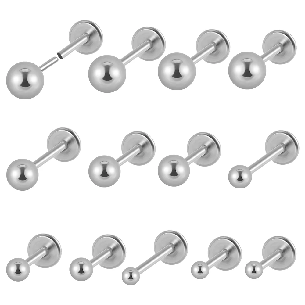 1PC Surgical Steel Threadless Push in Ear Cartilage Tragus Helix Earring Piercing Cz Labret Stud Lip Ring Easy to wear Jewelry