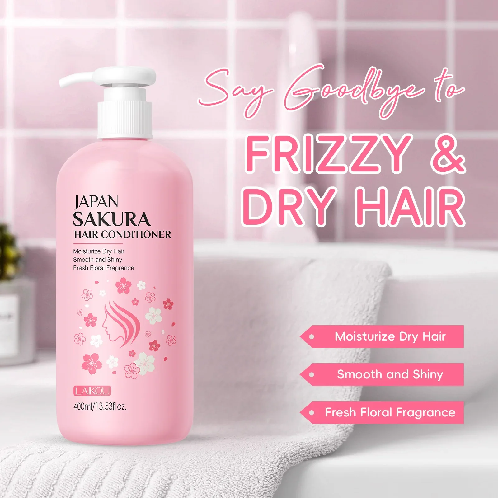 Sakura Shampoo Hair Conditioner Moisturizing Nourishing Repair Damaged Anti Dandruff Oil Control Shampoos Cleansing Care 400ml