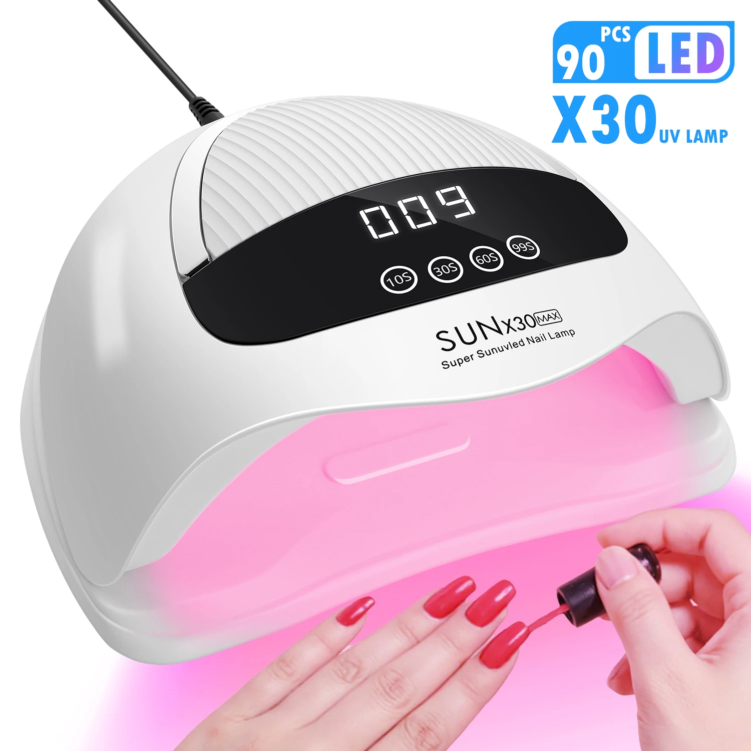 DianaBeauty Lampada UV per unghie Asciugacapelli professionale con touch screen Lampada per manicure portatile con sensore intelligente e manico per strumento per unghie