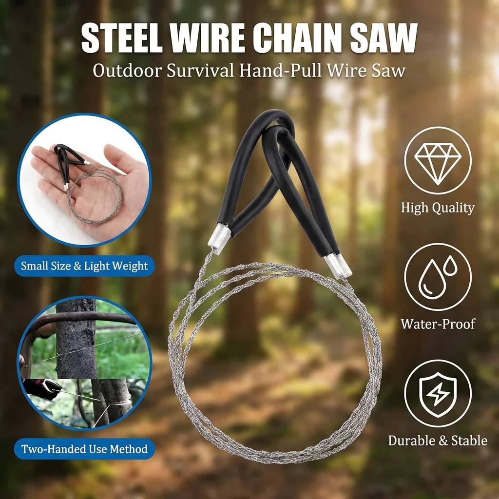 Stainless Steel Outdoor Camping Emergency Survival Pocket Rope Wire Chain Saw Survival Equipment Outdoor