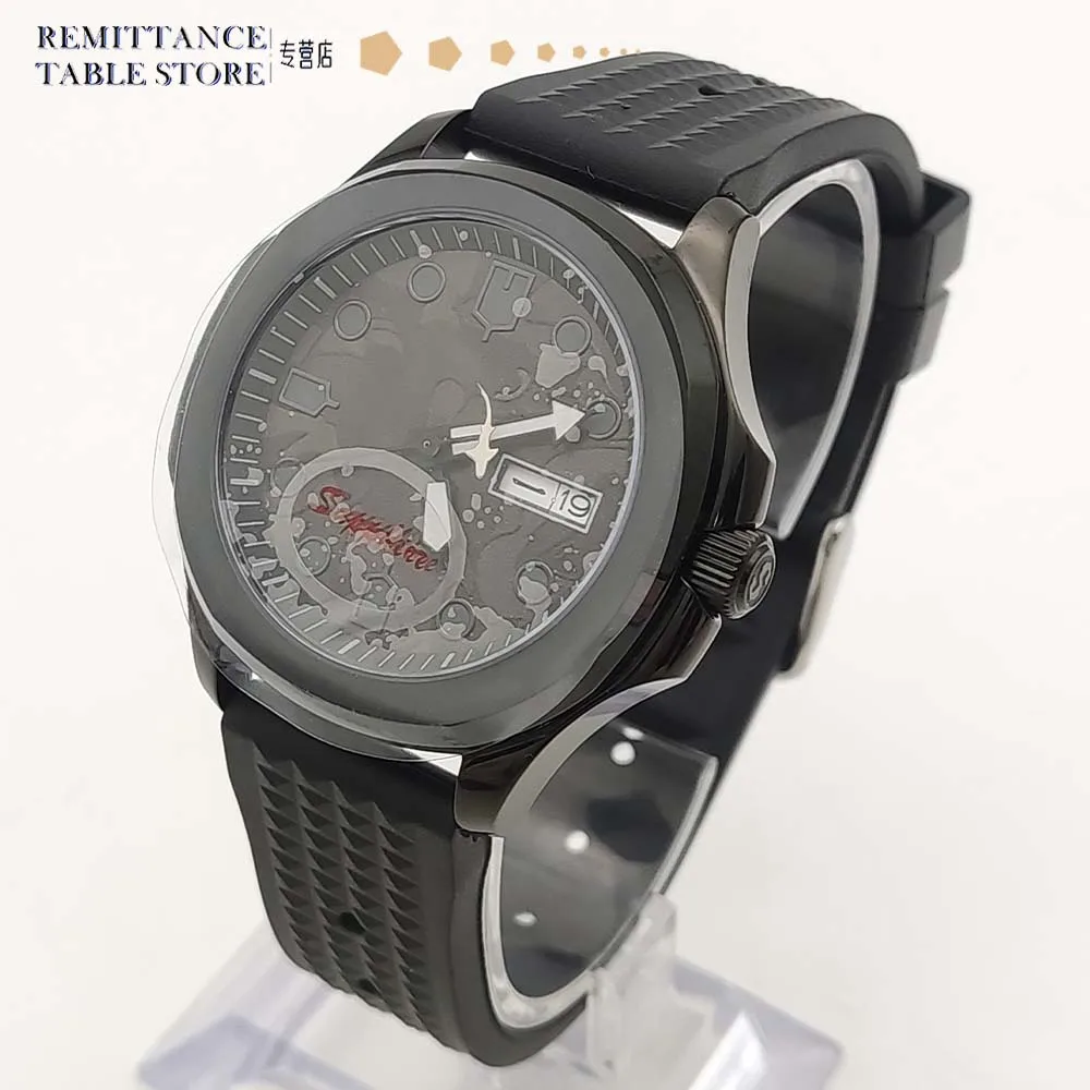 Sporty Elegant Men's Watch NH36 Automatic Mechanical Watch Black Dial Rubber Strap Men's Sapphire Glass