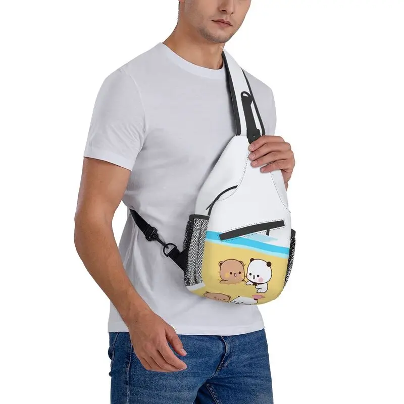 Mochila cruzada de dibujos animados para hombre, morral de hombro de pecho personalizado para viajar, morral de día, melocotón y Goma, Gato Mochi