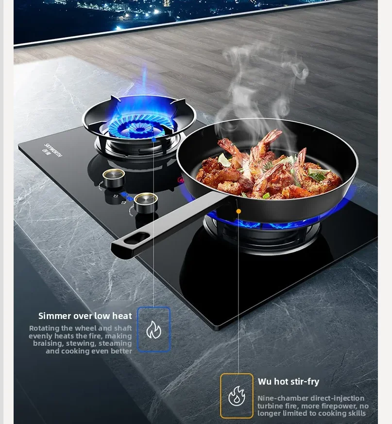 Skyworth 2 Burner Gas Stove Natural Gas LPG Built in Kitchen Stove for Home Use LAL