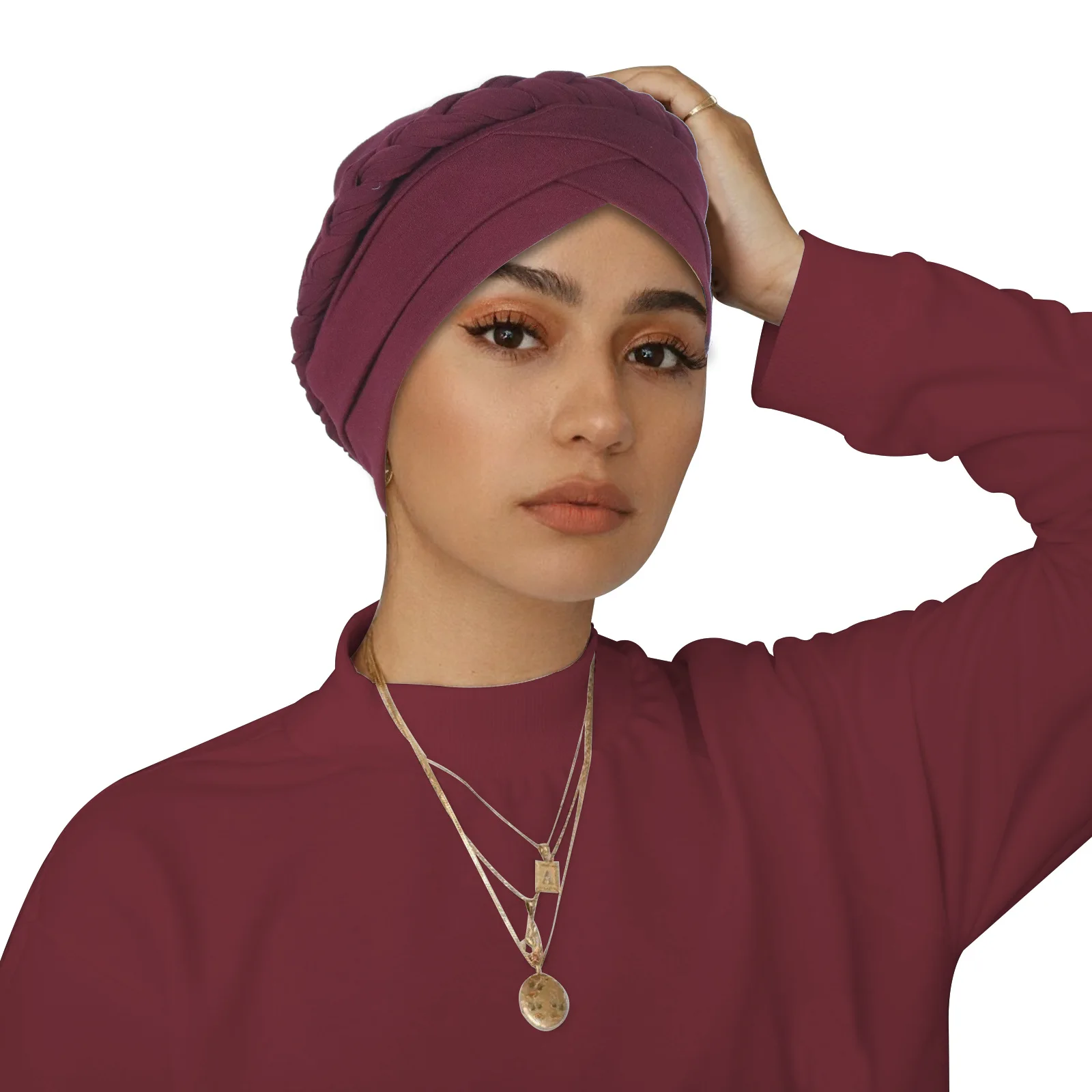 

Indian Braids Turban Women Chemo Cap Soft Beanie Bonnet Muslim Inner Hijab Hat Headscarf Hair Loss Forehead Cross Turbante Mujer