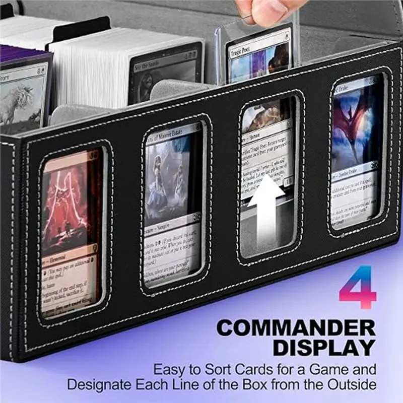 AWAH For MTG Card Organizer- 4-Row Storage Box With Commander Display, Removable Lid And Divider For 3000+ Cards