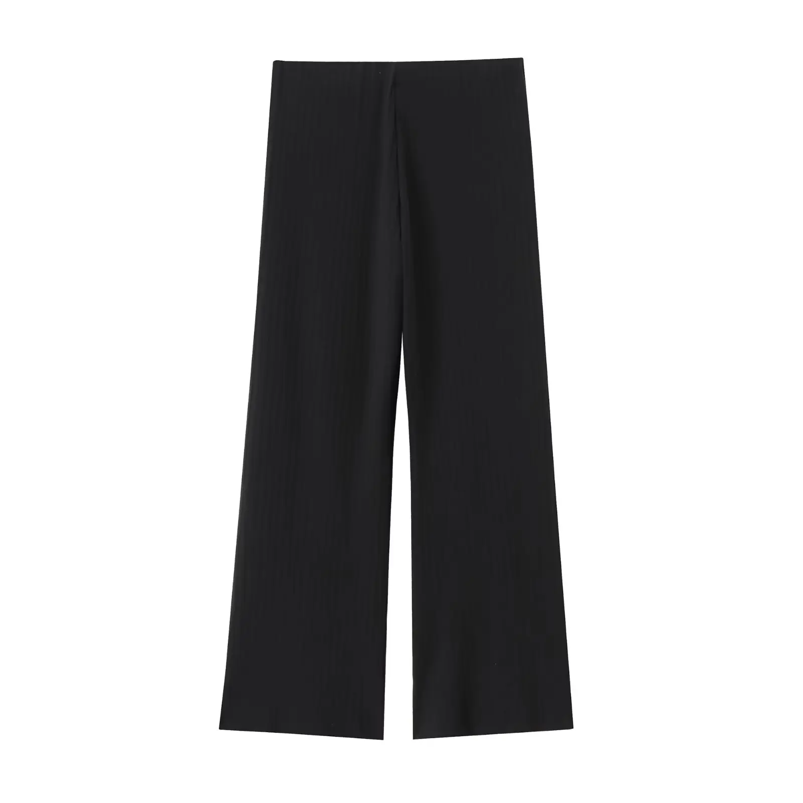 Pantalones minimalistas acanalados de cintura alta para mujer, pantalones de pierna recta, pantalones casuales de punto para mujer, moda