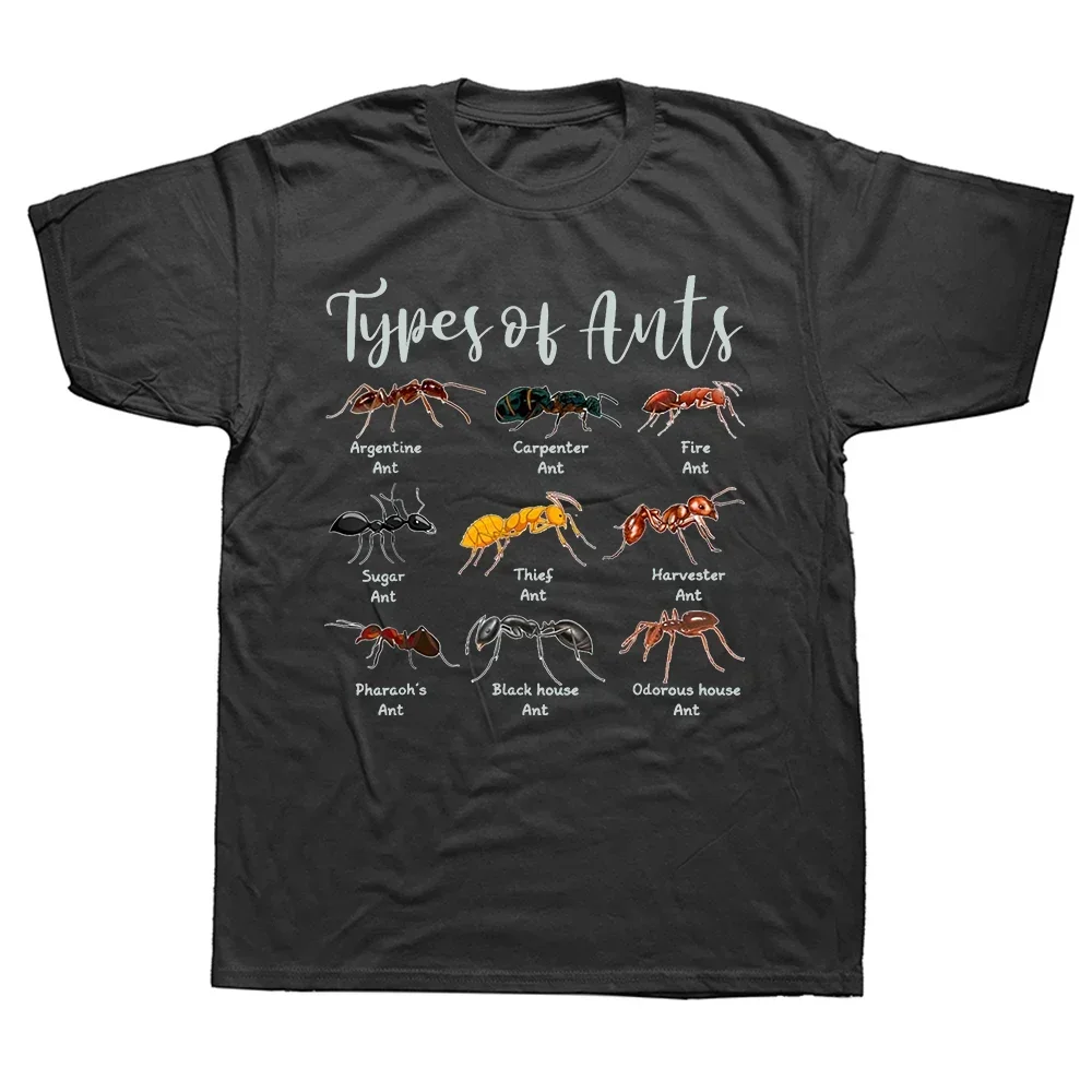 2024 Funny Types of Ants Science Bug T Shirts Summer Cotton Streetwear Short Sleeve Ant Keeper Farm Gifts T-shirt Mens Clothing