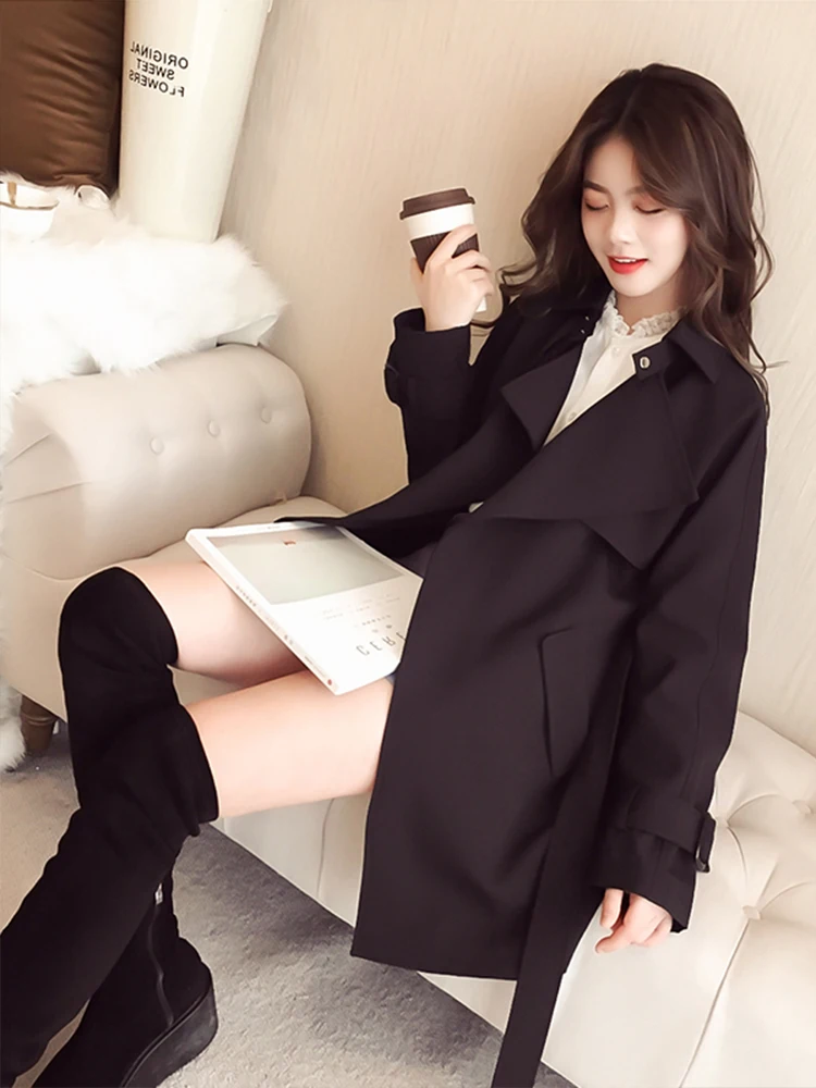 Black Elegant Versatile Women's Coat Spring 2026 New Style Autumn Winter Long Short Match All High-End Feel Small Medium Leng...