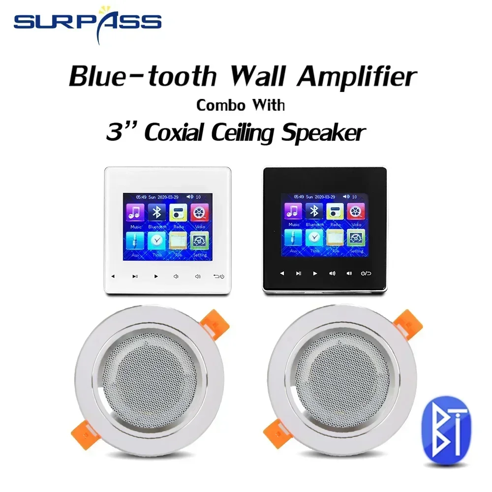 Mini Panel amplificador de audio de superación de pared, compatible con Bluetooth, Fm, HiFi, HomeTheater, amplificador de audio estéreo con altavoz, sistema PA