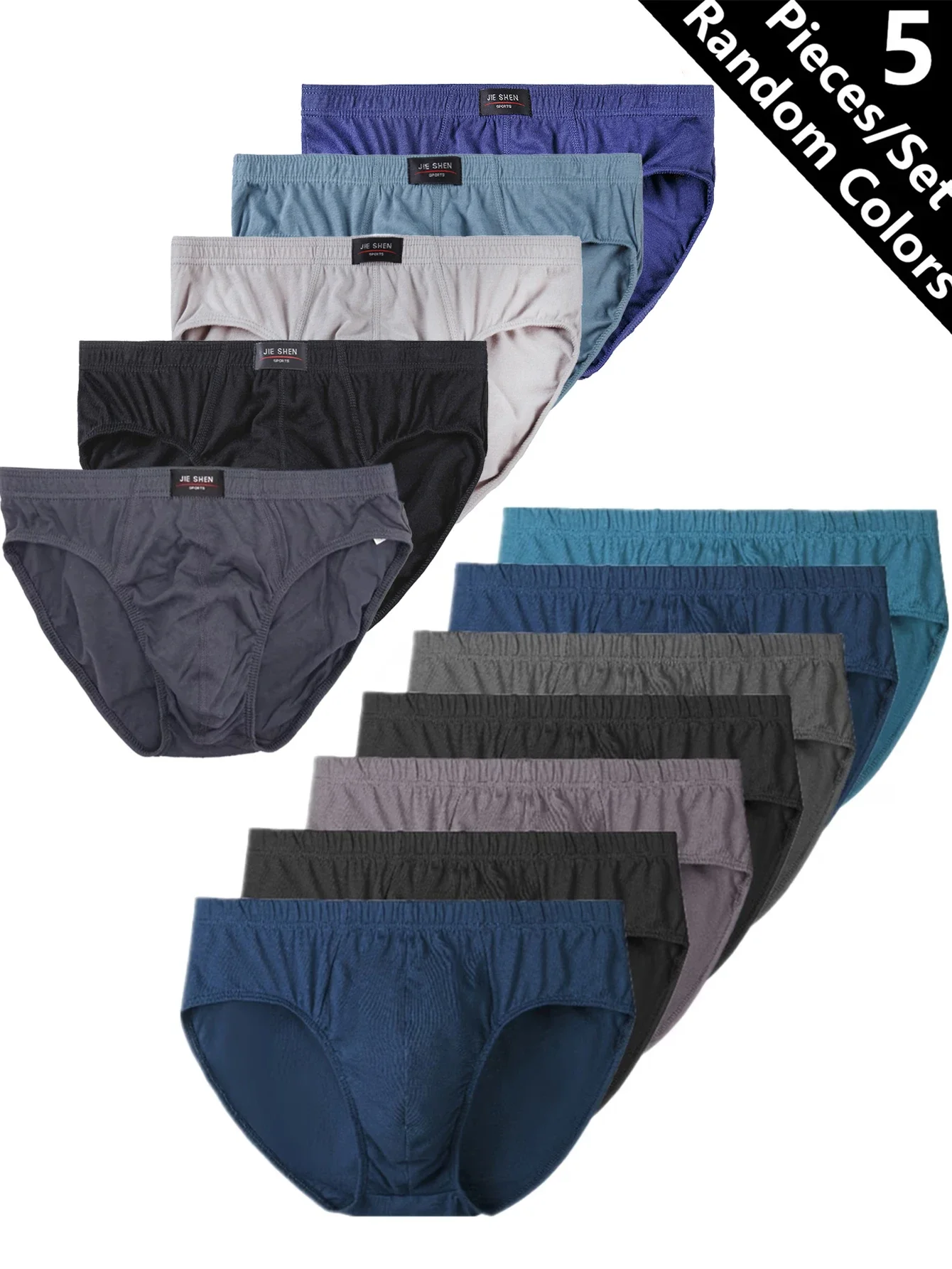 5pcs Summer 100% Pure Cotton Men's Triangle Underwear Plus Size Men's Underwear Men's Comfortable Breathable Underwear S-XXL