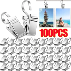 10/100Pcs Mini metalowe klipsy do zasłon z haczykiem Domowa zasłona prysznicowa Zasłona okienna Stałe klipsy Haczyki DIY Zdjęcia Wyświetlacz Małe klipsy