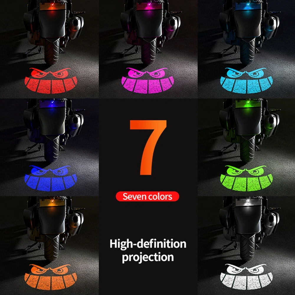 Motorcycle License Plate Projector Lamp LED Demon Eye Mattern Moto Night Warning Lamp LED Ambient Light for Scooter ATV 12-70V view 6