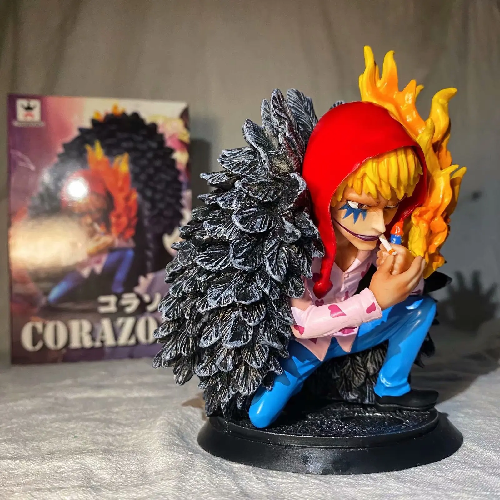 12cm Corazon Figurine One Piece Anime Action Figure Q Version Of Gk Qibuhai Smoking Corazon Squat Pvc Decoration Model Kid Gift