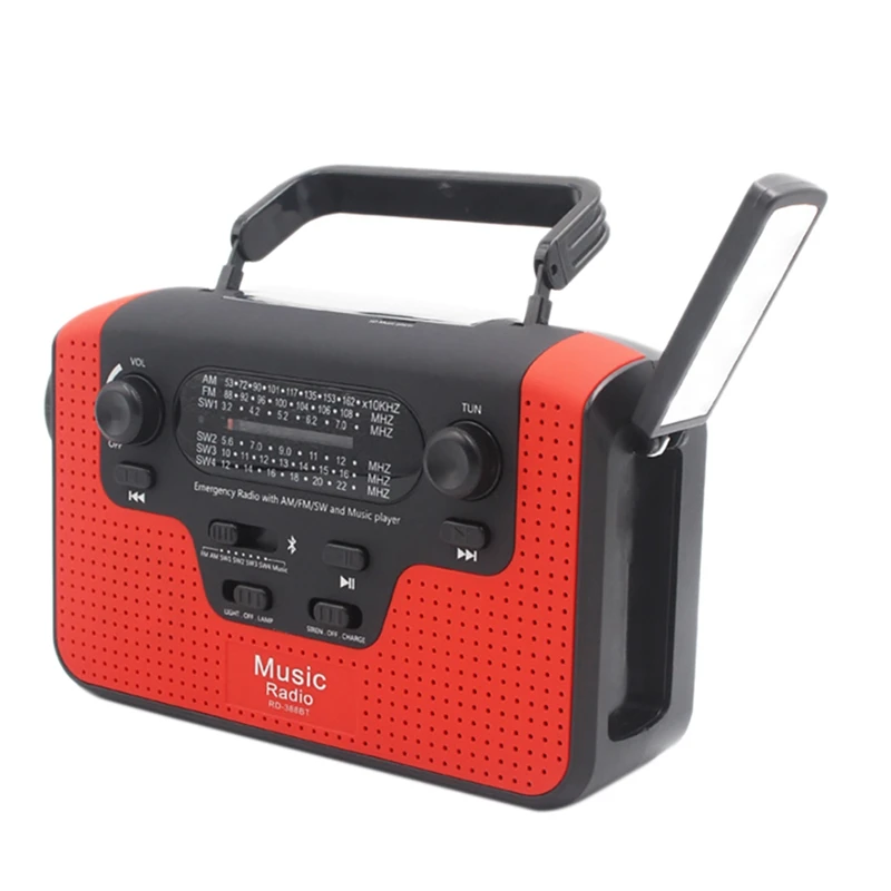 Lanterna Solar Multifuncional LED, rádio com manivela, emergência