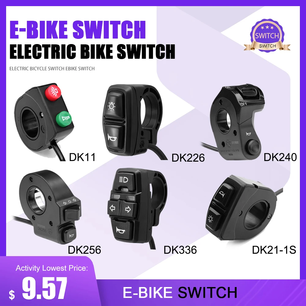 

Electric Bicycle Horn Switch Button DK336 DK11 DK226 DK256 DK240 DK21-1S Switch Headlight Power Switch Button Spotlight ON OFF