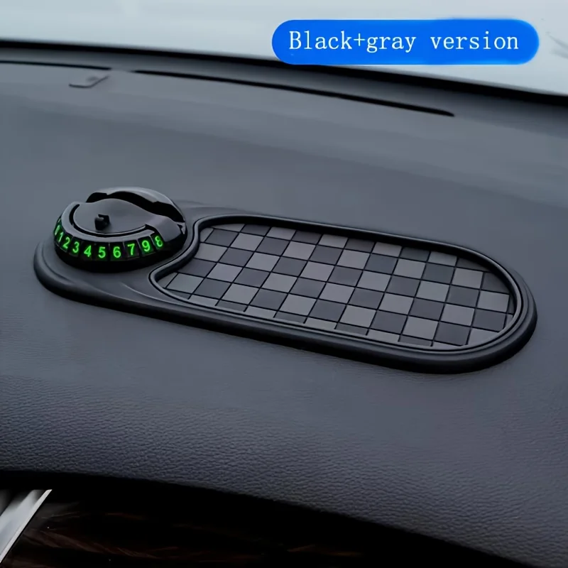 2 in 1 Car Non-Slip Dashboard Mat with Luminous Temporary Parking Number Plate Multi Function Auto Interior Anti-Skid Phone Key