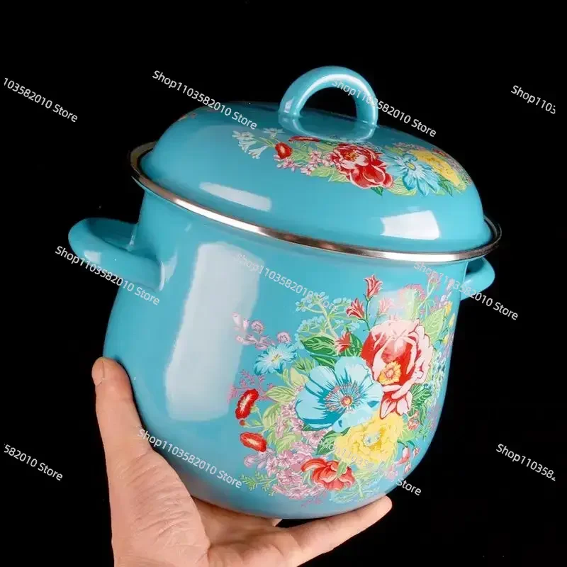 Thickened Enamel Soup Pot, Boiling Noodles Stewing Water Stock Pot, Household Kitchen Cookware