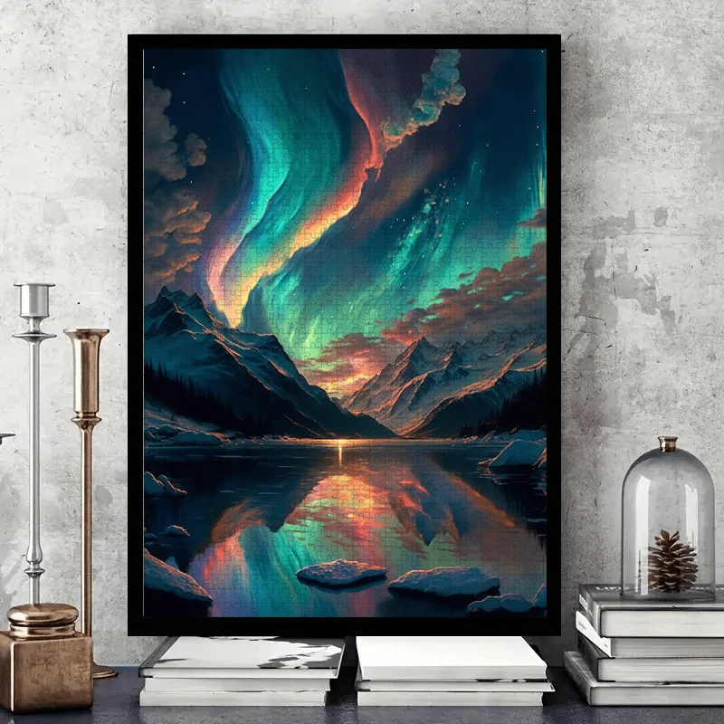 1000pcs Jigsaw Puzzle for Adults & Families - Northern Aurora Borealis Large Wall Art with 1000pcs, Challenging 5D Color Puzzl