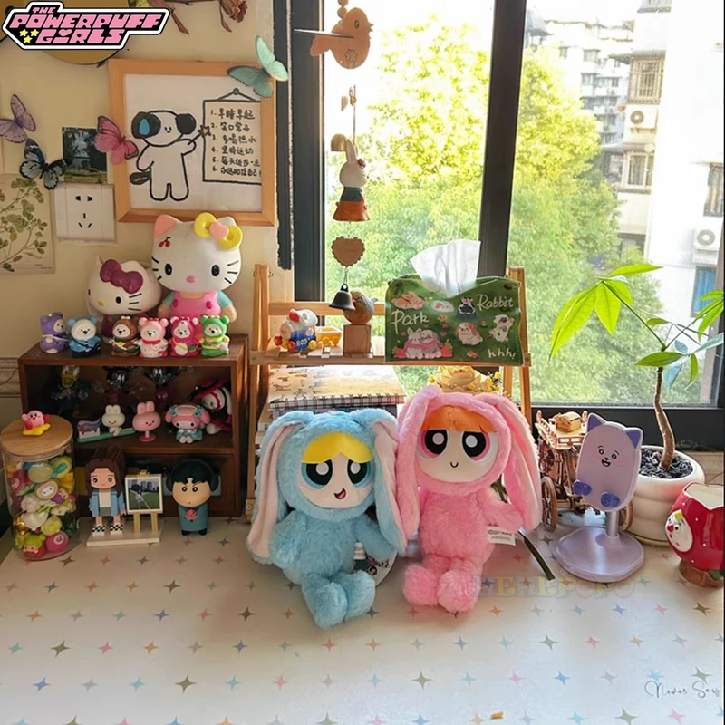 28Cm Kawaii Bunny Gekleed Powerpuff Meisjes Knuffels Leuke Bloesem Boterbloem Bellen Gevulde Pluche Poppen Cadeaus Voor Childr