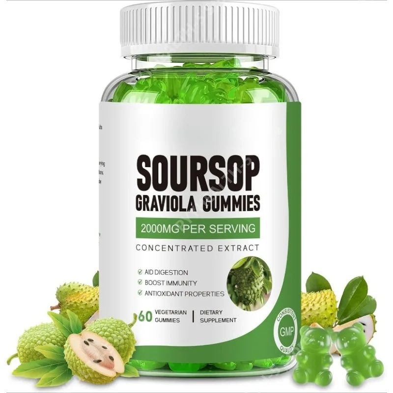 

Жевательные конфеты с экстрактом листьев гравиолы (сарсопа) с цинком и витамином С, поддерживающие иммунитет, антиоксидантные свойства, для здоровья печени и пищеварения, веганские, 60 штук.