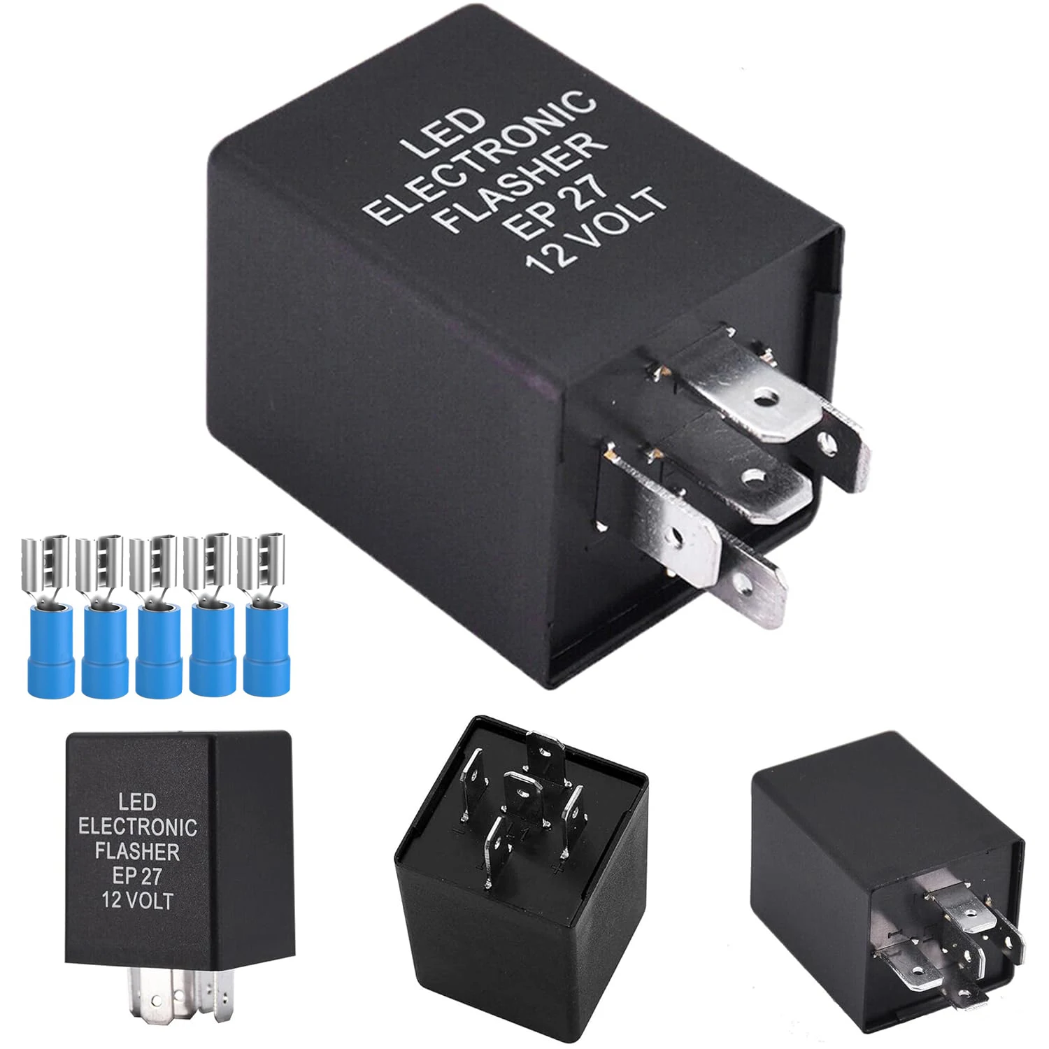 5 Pin EP27 EP-27 EP27N FL27 EC15 LED Electronic Flasher Relay for Turn Signal Bulbs Fix Hyper Flash Issue