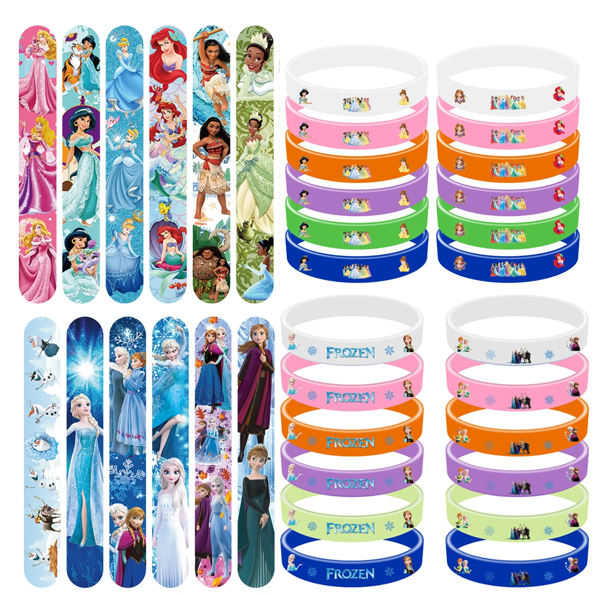 Miniso Disney Princess Party Favors Gifts Frozen Slap Bracelets Moana Silicone Wristbands Goodie Bag Fillers Classroom Rewards