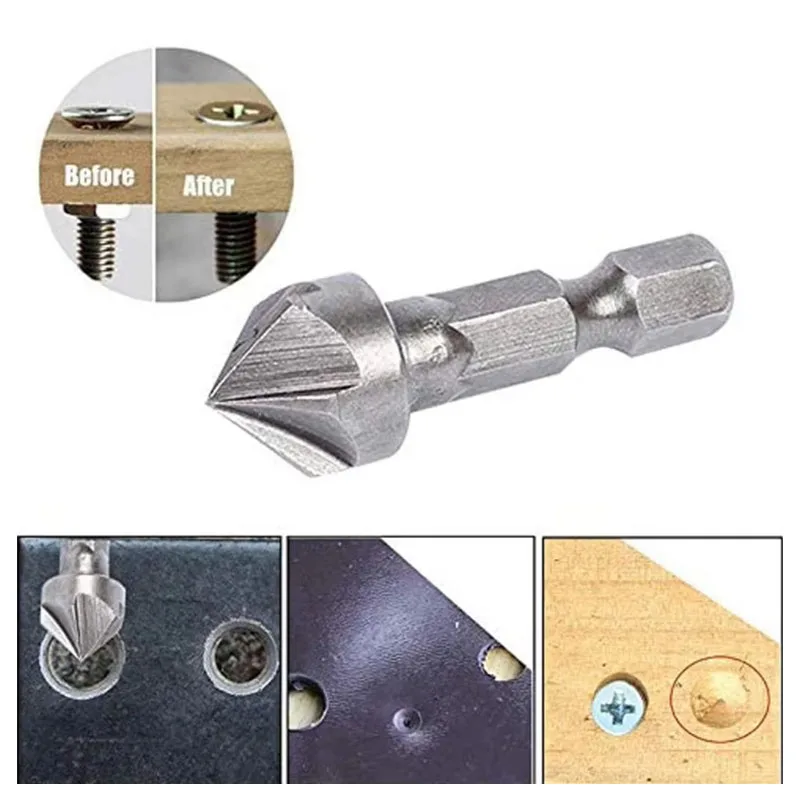 3/6/9/12pcs 90 Degree Countersink Drill Chamfer Bit Hex Shank Carpentry Woodworking Angle Point Bevel Cutting Cutter Remove Bur