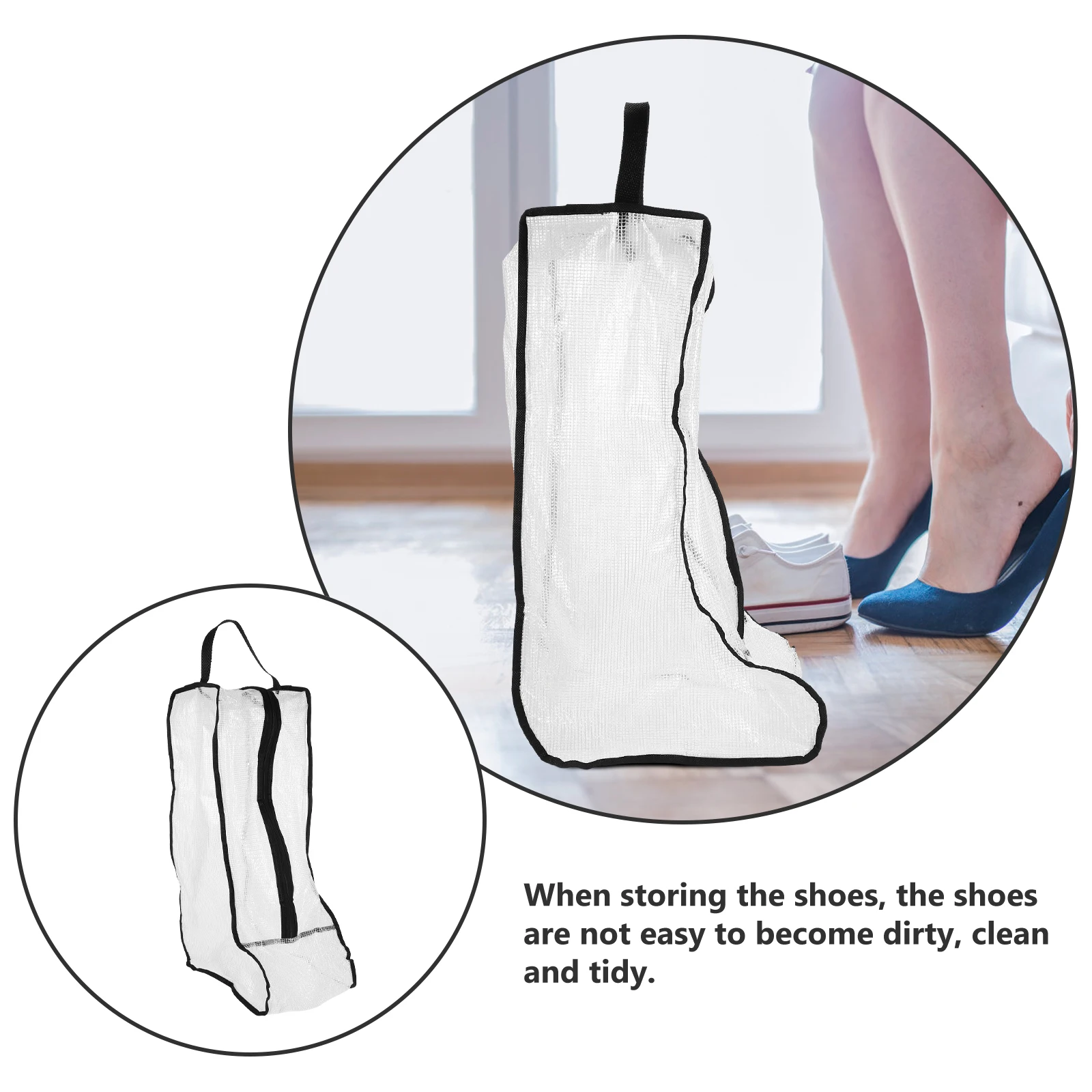 

Boots Storage Bag Lightweight Sturdy PVC Reusable Travel Organizer Zippered Pouch for Riding Snow Women Knee-High Boots