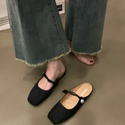 French Flat Silver Toe Slippers Summer Korean Version High-end Feeling Lazy Sandals