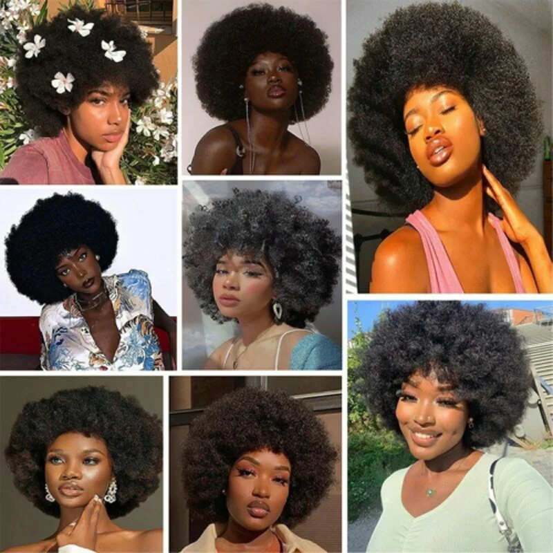 SuQ High Puff Afro Wig Short Kinky Curly Wigs for Black Women Natural Synthetic Hair Party Dance Female Wig