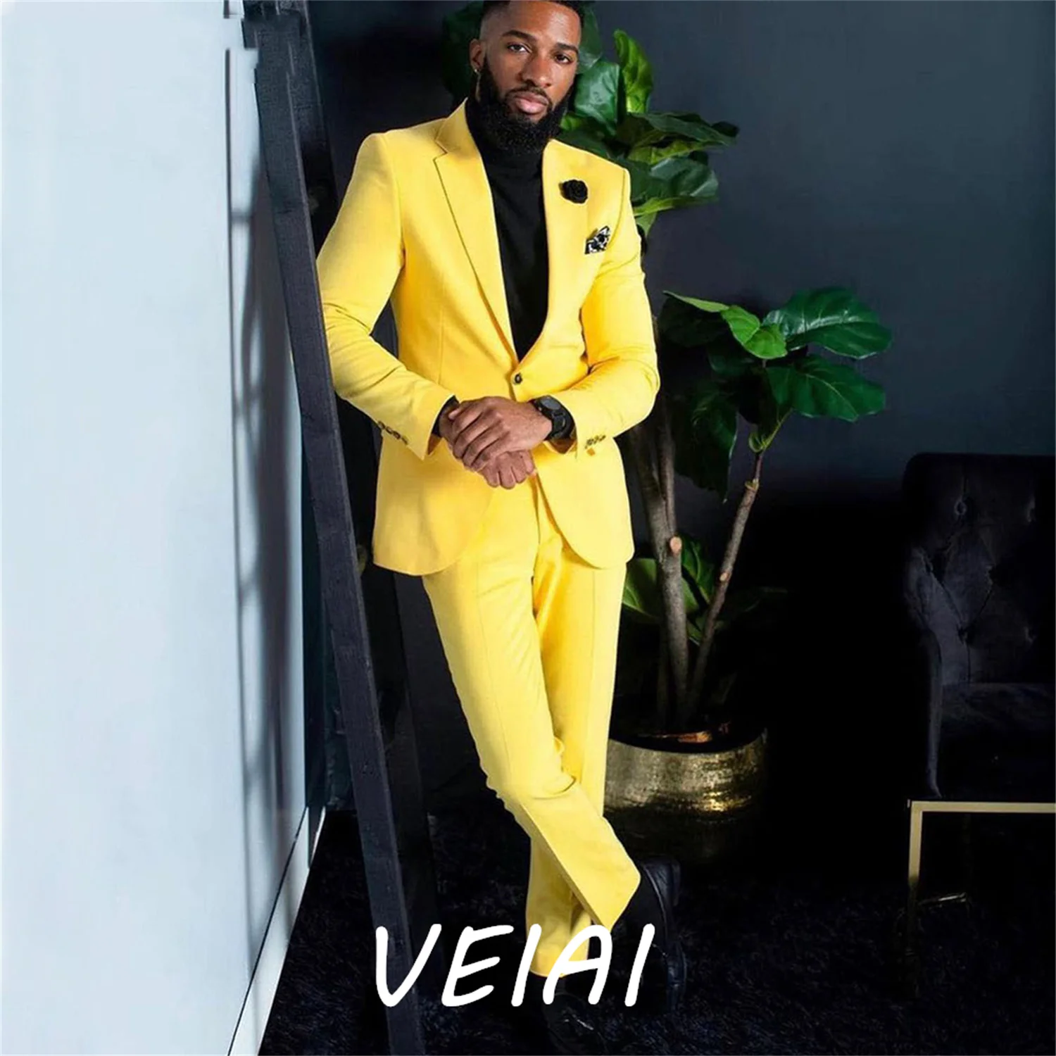 

Желтые мужские костюмы по индивидуальному заказу, комплекты блейзеров из 2 предметов, костюм на одной пуговице, мужская одежда для путешествий и вечеринок, terno masculino completo C