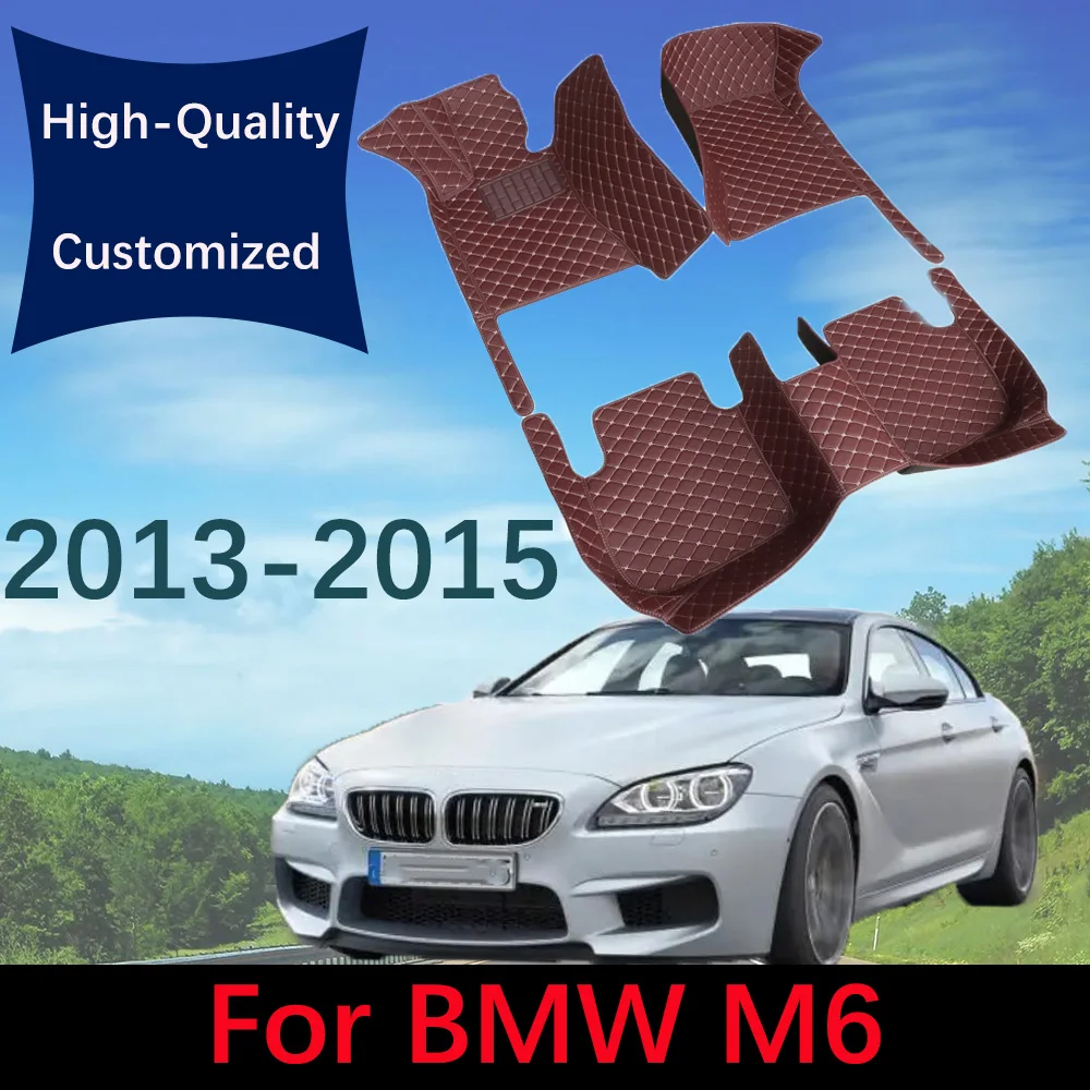 

Car Floor Mats For BMW M6 Four Doors 2013 2014 2015 Custom Leather Automobile Carpet Rugs Foot Pads Interior Accessories