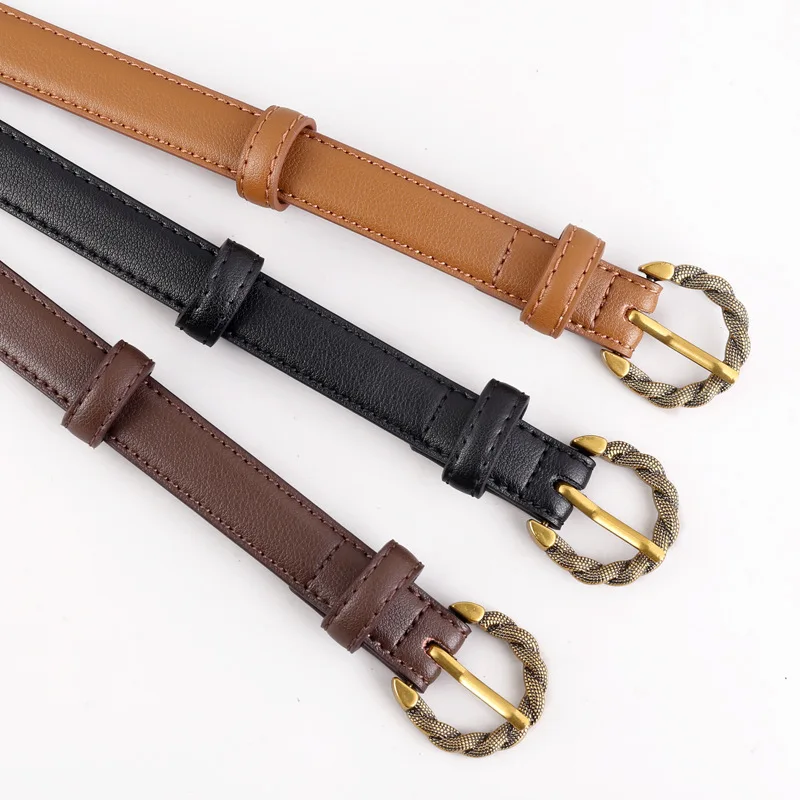 Belt Women Retro Round Buckle Thread Decoration Versatile Waist Cinching Dress Trousers Waistband Women