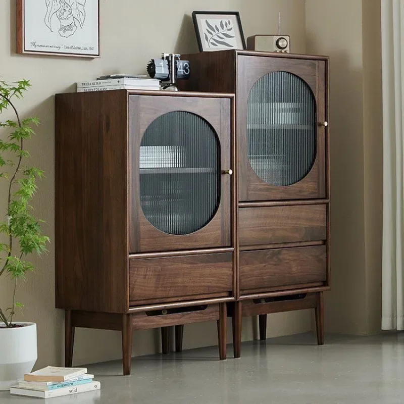 

Простой винный шкаф из цельного дерева, шкафчик для хранения в гостиной, боковой шкаф для телевизора в скандинавском стиле, угловой шкаф для дивана, цвет черного ореха