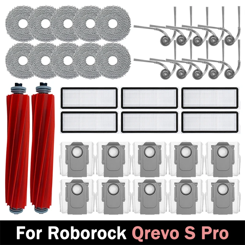 

For Roborock Qrevo S Pro Robot Vacuum Cleaner Accessories Main Side Brush Mop Cloth Hepa Filter Dust Bag Spare Parts