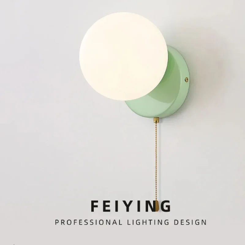 Luz de pared de estilo crema nórdico, lámpara colgante de pasillo minimalista moderna, francesa, creativa, Internet, roja, lámparas de mesita de noche para dormitorio