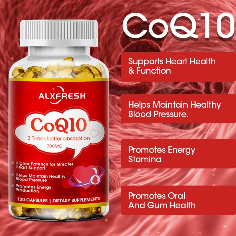 Alxfresh CoQ10 300mg-High Absorption | Coenzyme Q-10 | Non-GMO Gluten Free Vegan| Dietery Vitamin Suppelment Antioxidant Support