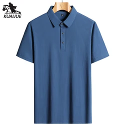 Polo de manga corta para hombre, camisa de negocios de seda de hielo, informal, alta calidad, M-7XL, 8XL, 9XL, novedad de verano, A90