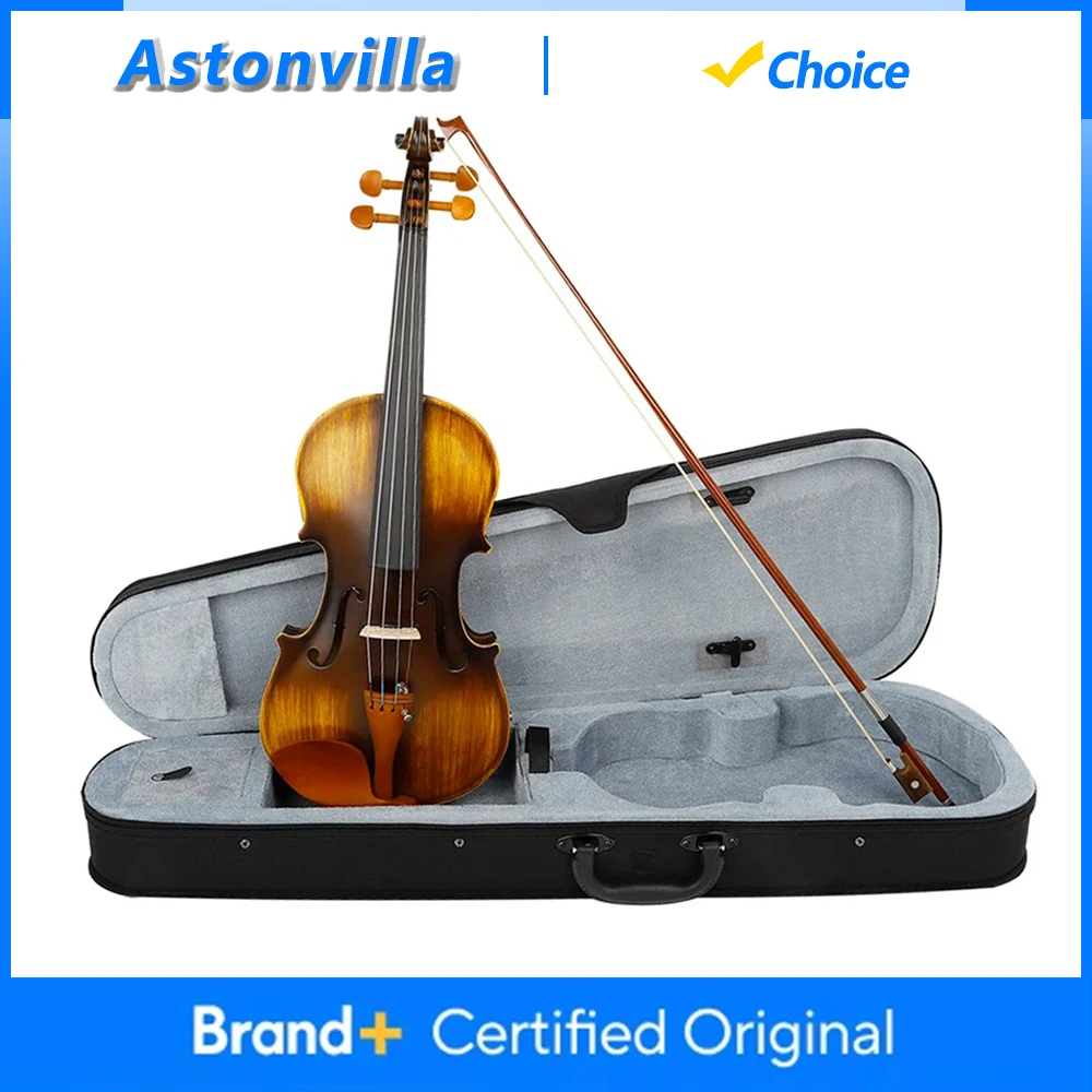 

Astonvilla AV-E310 4/4 Violin Solid Wood Matte EQ Electric Acoustic Violin Fiddle Stringed Instrument with Case Bow Accessories