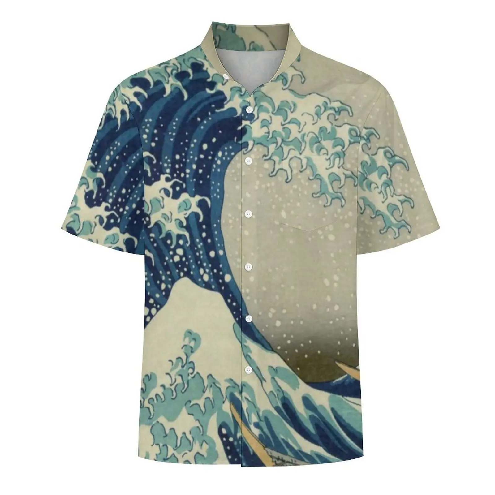 Mountains Hawaii Shirt Male Vacation The Great Wave Off Kanagawa Casual Shirts Short Sleeve Streetwear Vintage Plus Size Blouses