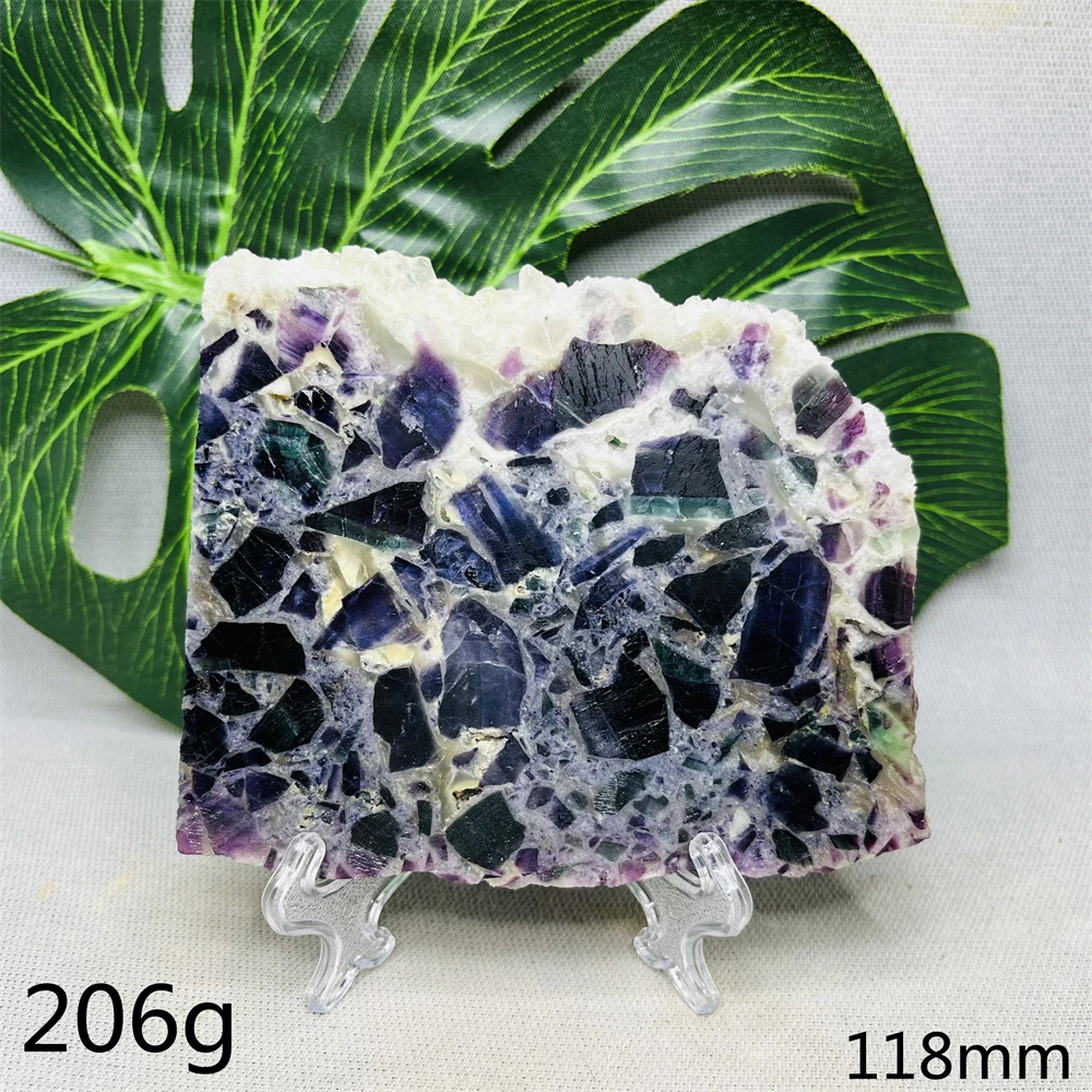 Natural Gem Rainbow Crushed Crystal Fluorite Slice Original Mineral Specimens Spiritual Gifts Home Room Decoration Stone Healing